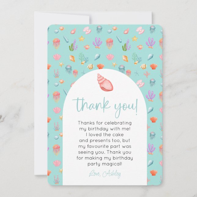 Convites Sob A Foto De Aniversário Do Mar Obrigado (Frente)