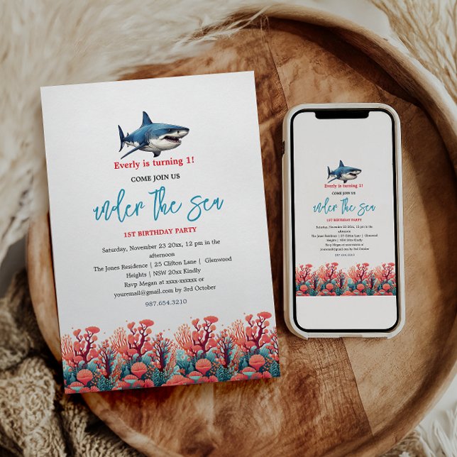 Convites Sob a Parte primeiro aniversario do Mar (Criador carregado)