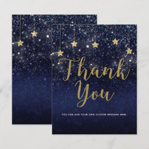 Convites Sob as Estrelas Noite Estrelada Dourado Azul Obrig