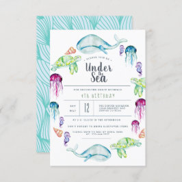Convites Sob o Aniversário do Mar | Cores de água dos crité