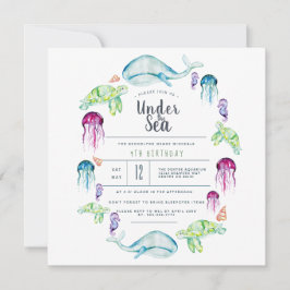 Convites Sob o Aniversário do Mar | Cores de água dos crité