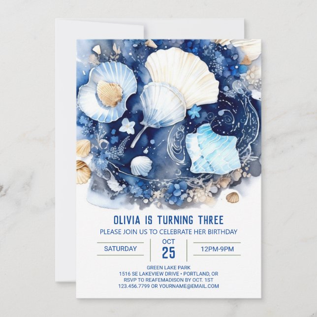 Convites Sob o aniversário do Sea Magic Boy (Frente)