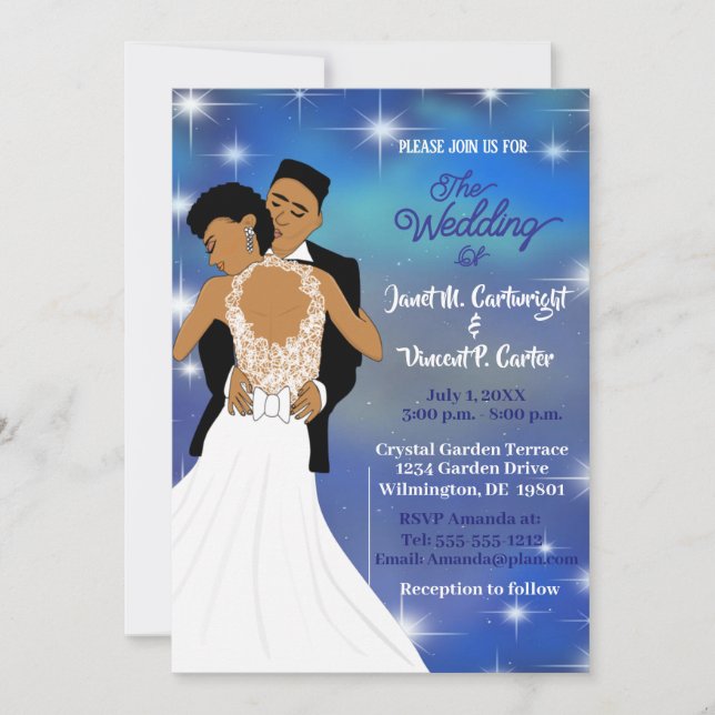 Convites Sob o Casamento Afro-Americano das Estrelas Sky Se (Frente)