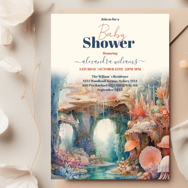 Convites Sob o Chá de fraldas de animais marinhos (Criador carregado)