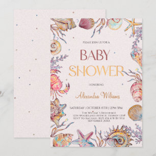 Convites Sob o Chá de fraldas náutico de Aquarela Marítima