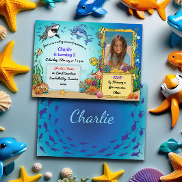 Convites Sob o Mar Animal, Foto Submarina Aniversário