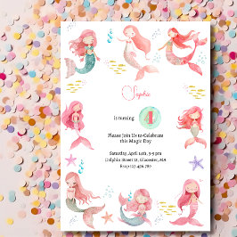 Convites Sob o mar aniversário de criança de Sereias