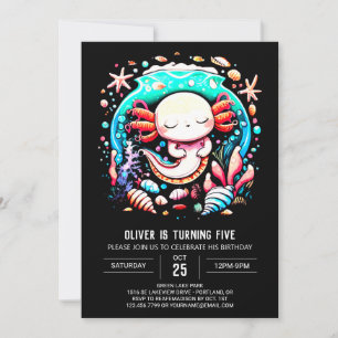 Convites Sob o Mar Axolotl Online Birthday