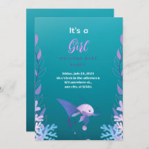 Sob o Mar Azul É uma Chá de fraldas de Garota Inv