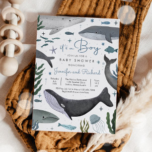 Convites Sob o mar Chá de fraldas de animais no oceano de b