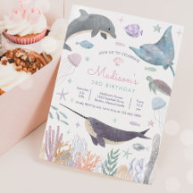 Sob o Mar de Golfinho Narwhal Sea Life Aniversário