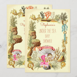 Convites Sob o Mar de Mermaid Princess Chá de fraldas