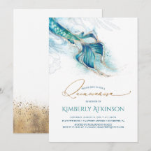 Sob o mar, Dourada Sereia Tail Quinceanera