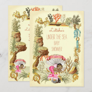Convites Sob o Mar Étnica Sereia Chá de fraldas Princesa