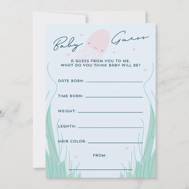 Convites Sob o Mar, Jellyfish Baby Guess (Frente)