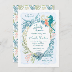 Convites Sob o Mar Ondas do Oceano Ondas Menina do Cavalo-d