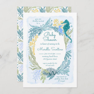 Convites Sob o Mar Ondas do Oceano Ondas O Bebê-Cavalo