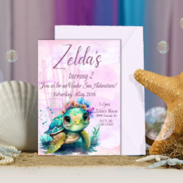 Convites Sob o mar, segundo aniversário de Tartaruga,