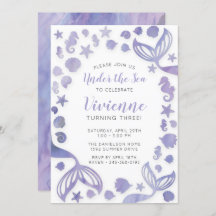 Sob o mar Sereia Aniversário