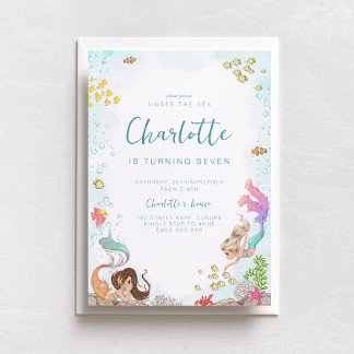 Convites Sob o Mar, Sereia Aniversário