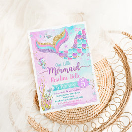 Convites Sob o mar Sereia Aniversário