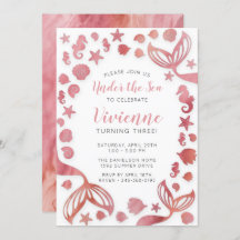 Sob o mar Sereia Aniversário