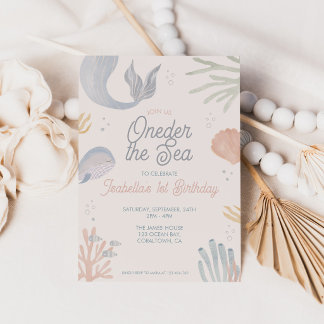 Convites Sob o Mar Sob o Mar Oceano Primeiro Aniversário