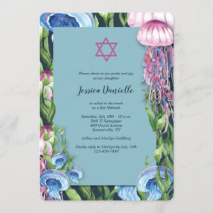 Convites Sob O Mar Watercolor Bat Mitzvah