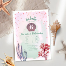Sob O Mar Watercolor Confetti Coral Birthday