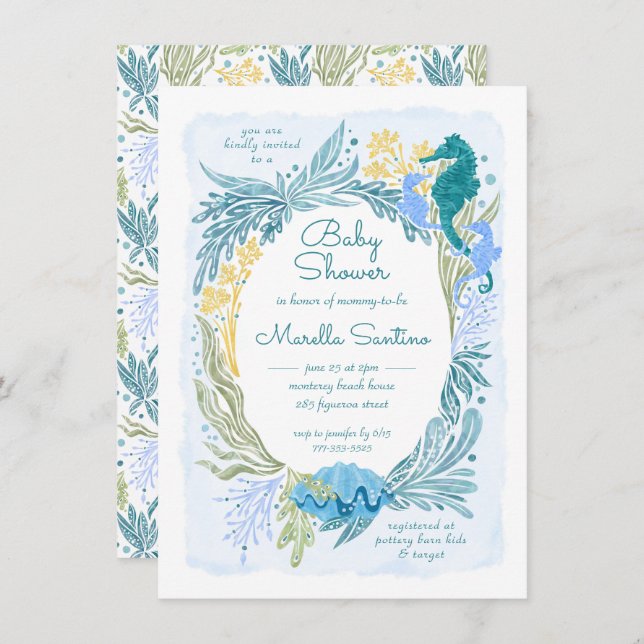 Convites Sob o oceano Ondas Cérebros-do-mar (Frente/Verso)