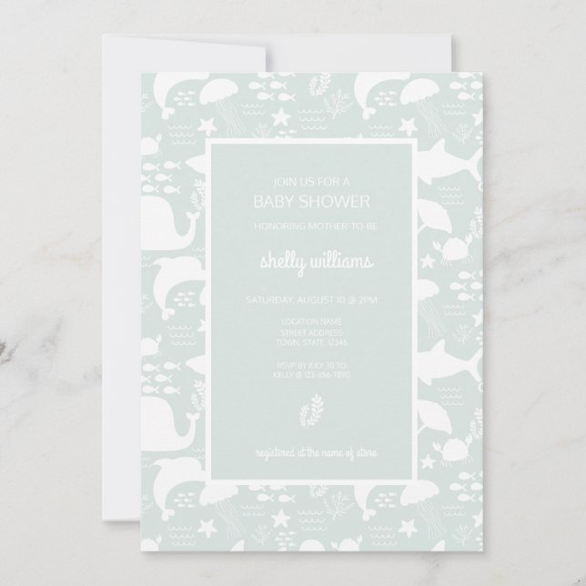 Convites Sob O Padrão De Amigos Do Mar (Frente)