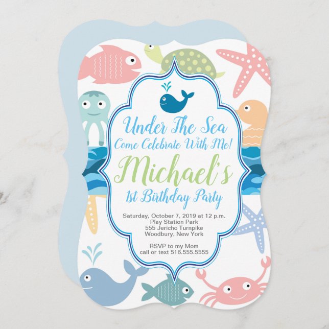 Convites Sob o primeiro aniversario do mar, (Frente/Verso)