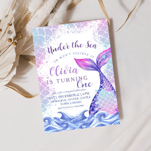 Convites Sob o primeiro aniversario do mar, cor-de-rosa-bra