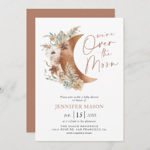 Convites Sobre a Lua Boho Chá de fraldas Neutro