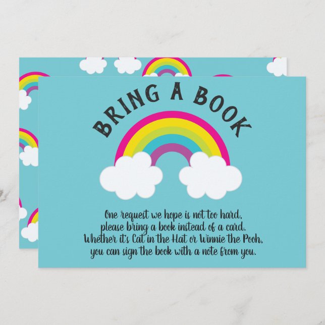 Convites Sobre o Arco-Íris Traga um Livro (Frente/Verso)