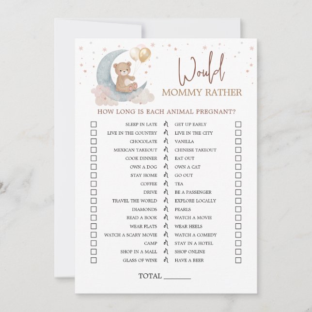 Convites Sobre o Chá de fraldas da Lua Mamãe a Preferencial (Frente)