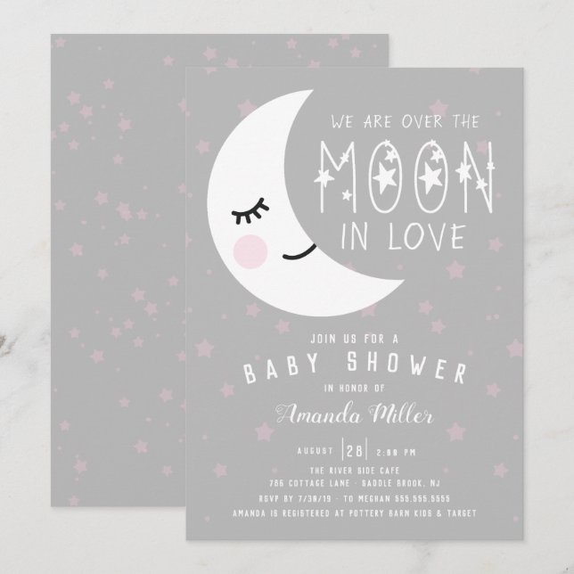 Convites Sobre O Chá de fraldas Da Moon Girl (Frente/Verso)