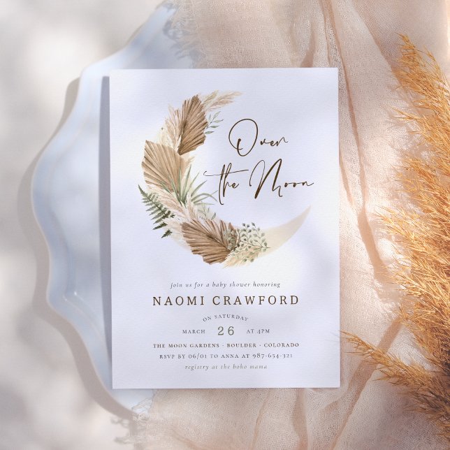 Convites Sobre O Chá de fraldas Da Palma Da Lua E Do Pampas (Criador carregado)