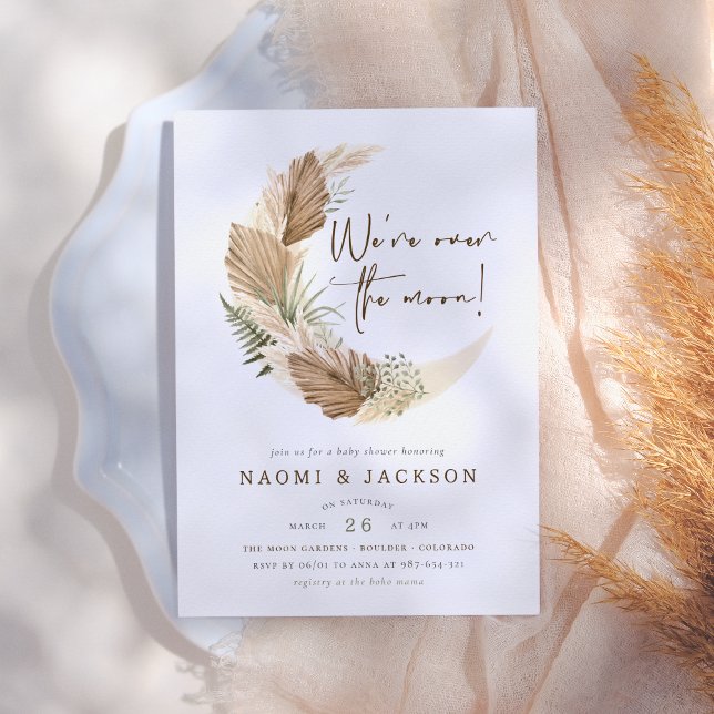 Convites Sobre O Chá de fraldas De Casais Boho Pampas (Criador carregado)
