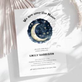 Convites Sobre O Chá de fraldas De Espaço Azul Do Marinho D