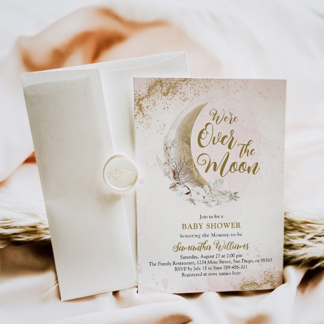 Convites Sobre o Chá Dourado de Bebê Rosa Rosa (Criador carregado)