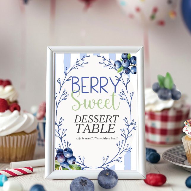 Convites Sobremesa Muito Doce Sinal de Mesa Mirtilo (Berry Sweet Dessert TABLE Blueberry Sign)