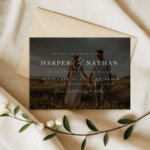 Convites Sobreposição de Foto Boho Elegante Código QR RSVP