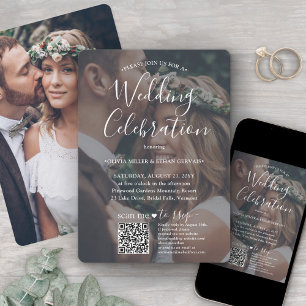 Convites Sobreposição de Foto Código QR RSVP Casamento Letr