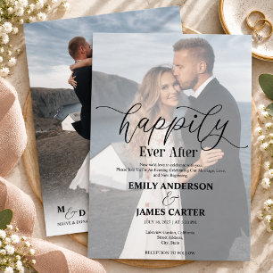 Convites Sobreposição de Foto de Casamento Feliz para Sempr