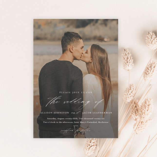 Convites Sobreposição de Foto de Letra Elegante 2 Casamento (Criador carregado)