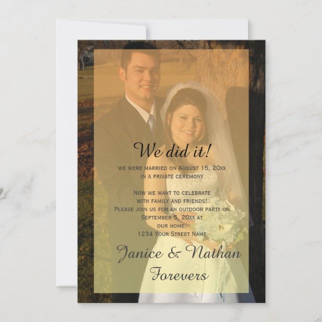 Convites Sobreposição de foto de recepção apenas com gradie (Frente)