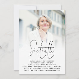 Convites Sobreposição de Fotos de Script Elegante 60º anive