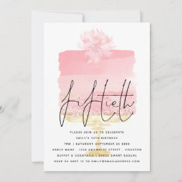 Convites Sobreposição de Script de Bolo Rosa Moderno 50º An