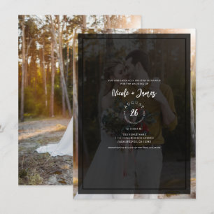 Convites Sobreposição de Tinta de Foto Escura Casamento Min